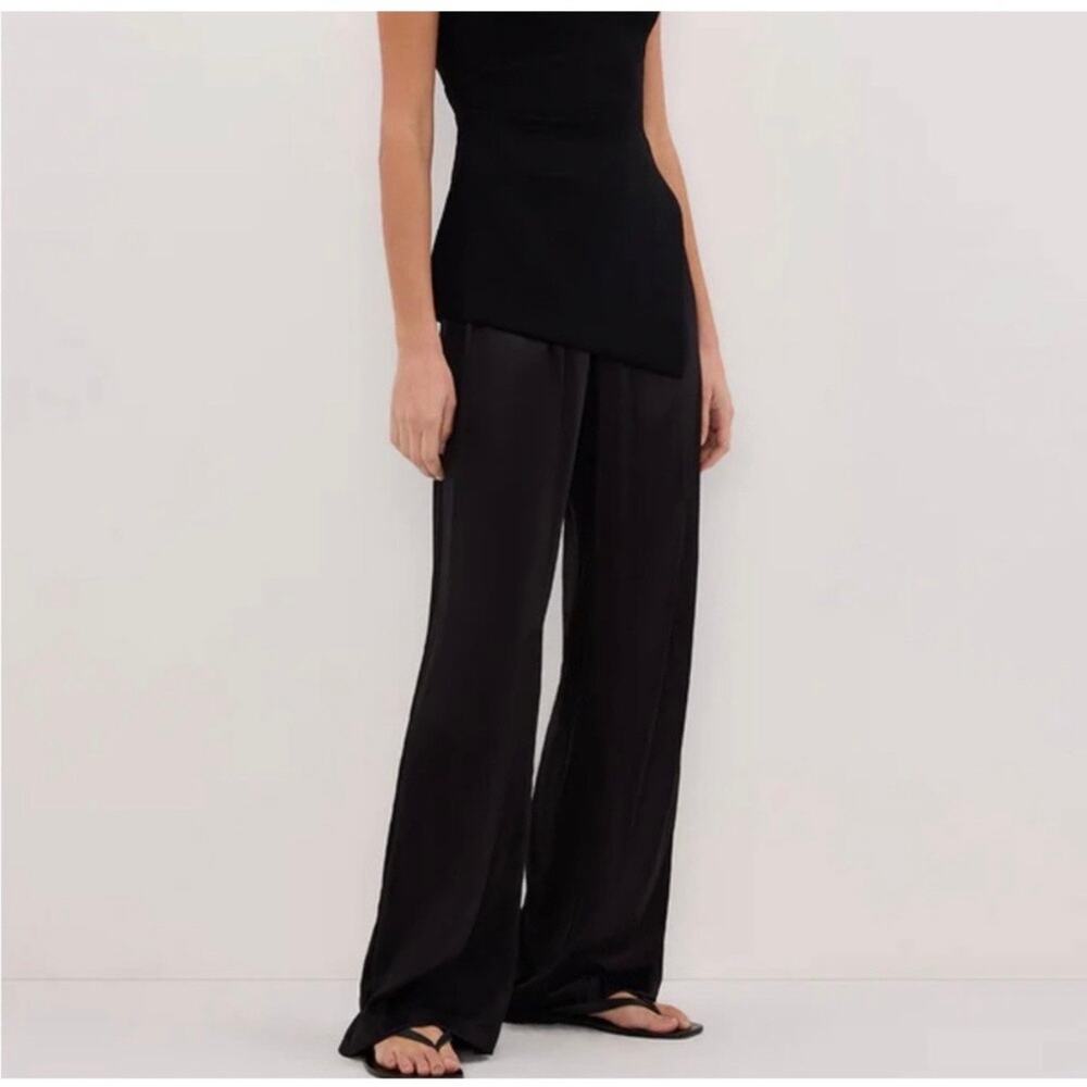 DISSH Black Wide Leg Satin Pants
